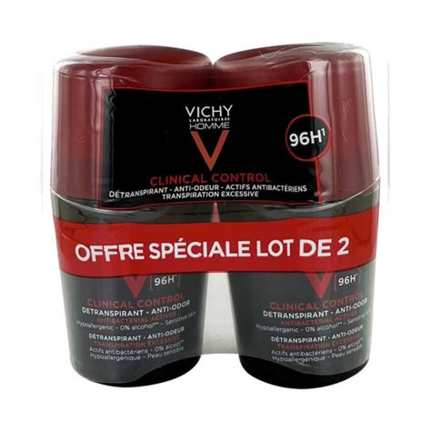 Vichy Homme Clinical Control Deodorant Anti Odor 96H Lot Of 2 X 50 Ml