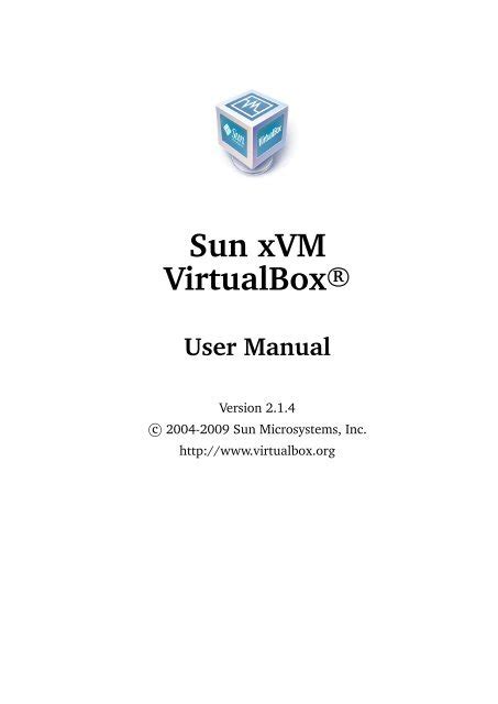 sun xvm virtualbox user manual index