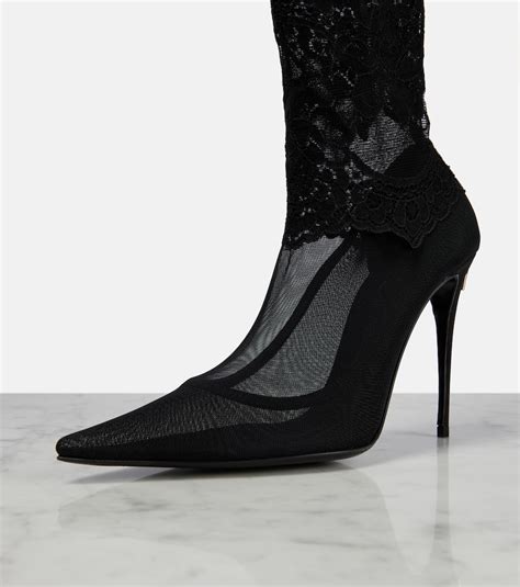 Dolce Gabbana Over The Knee Sock Boots In Black Modesens