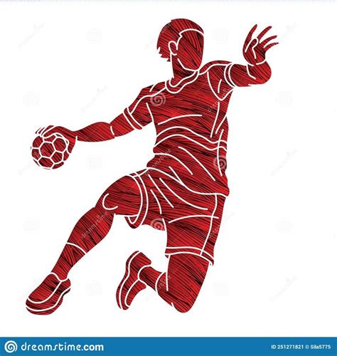 Graffiti Handball Sport Male Player Action Cartoon Graphic Vector Stock