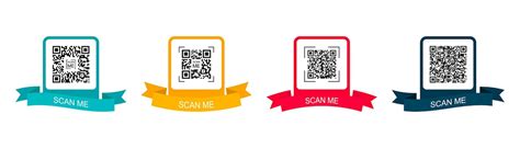 Коллекция креативной концепции qr-кода scan me цветная рамка с лентой ...