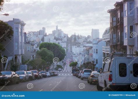 San Francisco Street And Buildings Shot In A Film Editorial Stock Image