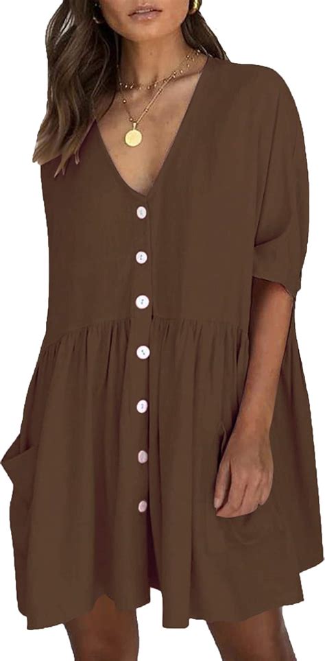 Wander Agio Beach Swimsuit For Women Sleeve Coverups Bikini Cover Up Shirt Button Pocket Down