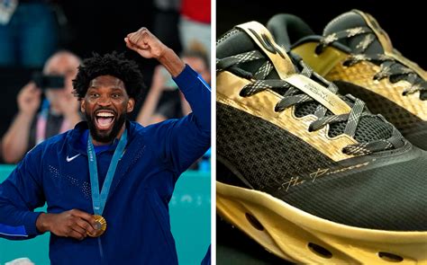 Joel Embiid Ted Gold Skechers Sneakers After Winning Olympics