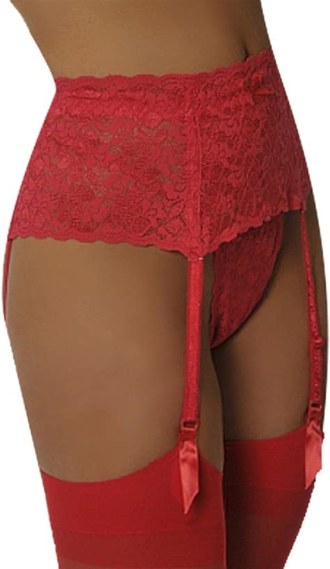 So Sexy Lingerie Tm Lace Garter Belt G String Stockings Pcs Bundle M Red Amazon Ca