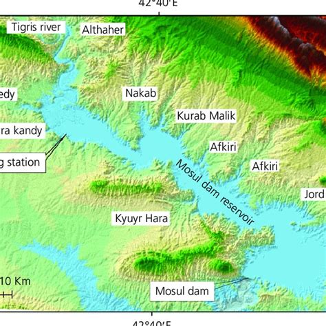 Mosul Dam Reservoir And Geometry Digital Elevation Map Dem Of