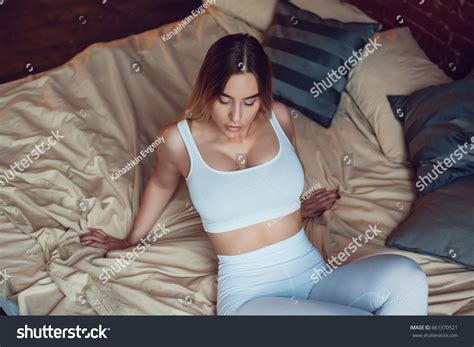 Sexy Blonde Woman Huge Breasts White Stock Photo Shutterstock