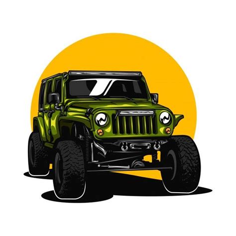 Premium Vector Jeep Car Illustration With Solid Color Jeep Cars