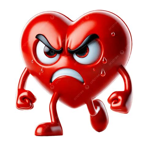 An Angry Face And A Red Heart Represent Emotion Frustration, Angry
