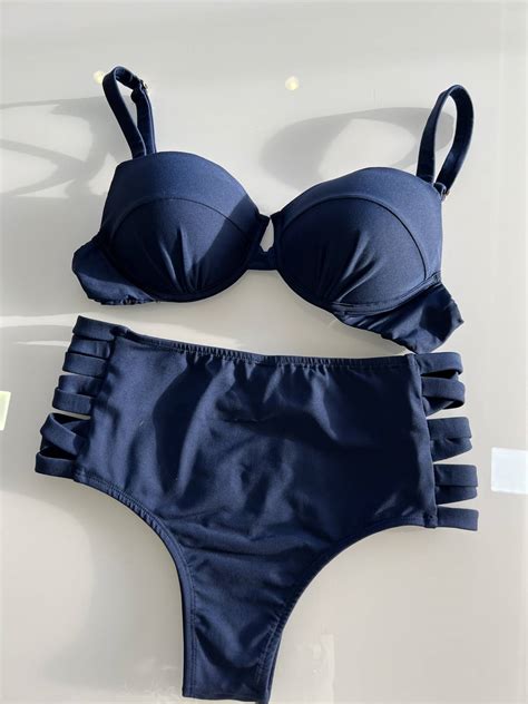 Biquíni Meia taça Hot Pants Azul Marinho Chlorella Praia Loja Online de Biquínis e toda