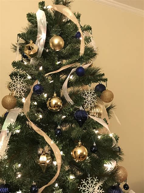 #Christmas #tree #navy #gold Navy Gold, Christmas Tree, Holiday Decor