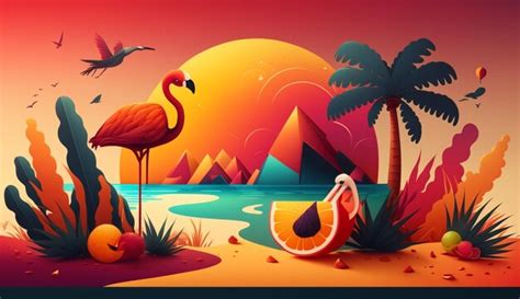Premium Ai Image Hot Summer Illustration Colorfull Ai Generative Ai