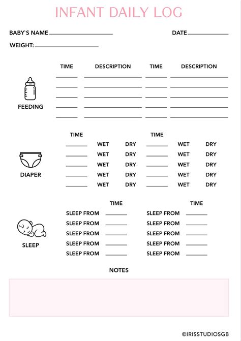 Baby Daily Log Printable Baby Sleep Log Baby Care Log Baby