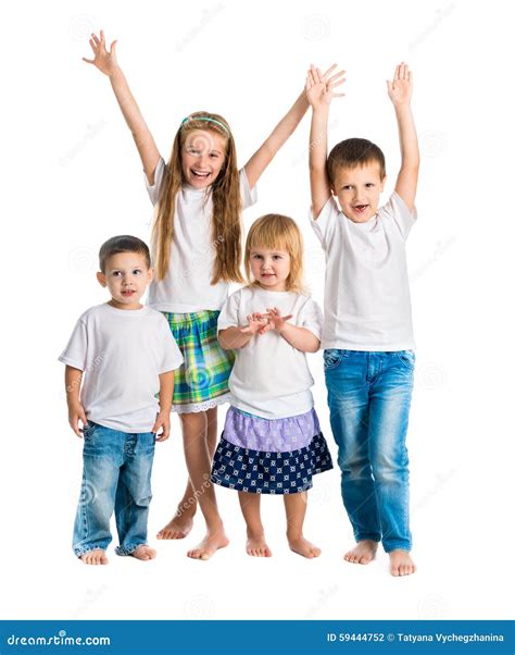 Smiling Children With Arms Up Stock Photo Image Of Together Portrait