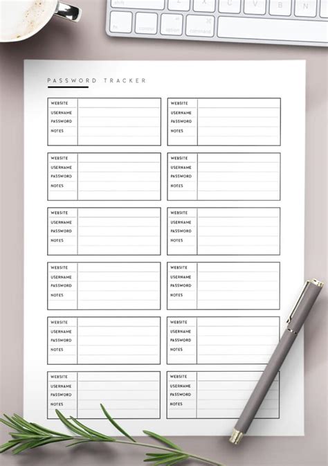 Free Password Tracker Template - World of Printables