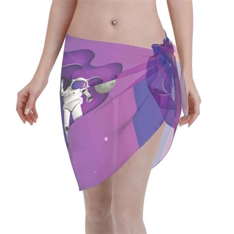 Disketp Astronaut Women Swimsuit Cover Up Short Chiffon Summer Beach Sarong Bikini Wrap Skirt