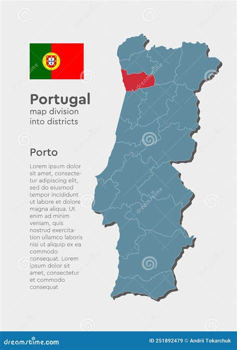 Vector Map Portugal And District Porto Stock Vector Illustration Of