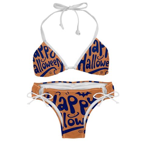 Halloween Font Detachable Sponge Adjustable Strap Bikini Set Two Pack Swim Suits Ideal For