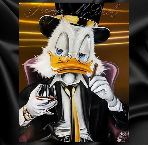 Скрудж Макдак картина маслом поп арт на меди медном холсте Scrooge ...