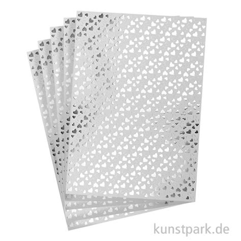 Designkarton Silber Herzen Din A Blatt G