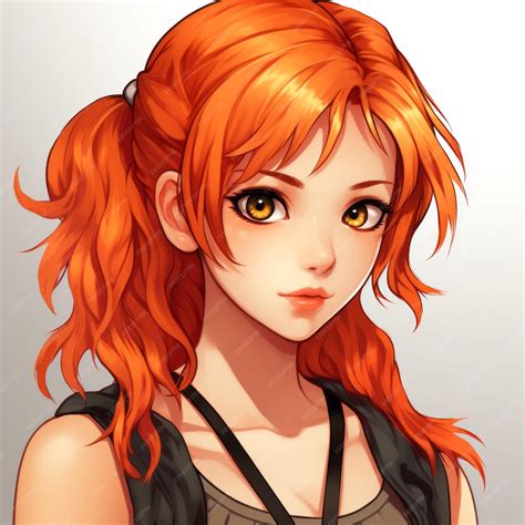 Premium Photo An Anime Girl With Orange Hair And A Ponytail