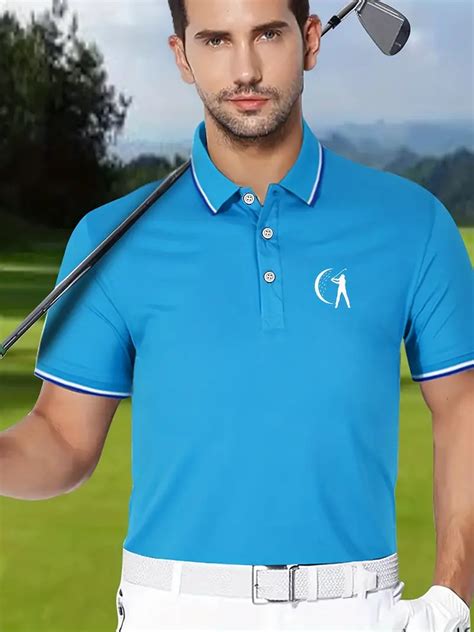 Mens Golf Graphic Polo Shirt Casual Slightly Stretch Lapel Temu Canada