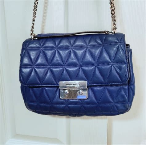 Michael Kors Bags Michael Kors Quilted Blue Leather Crossbody Bag Poshmark