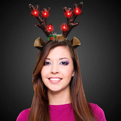 Light Up Antler Headband Led Reindeer Antlers Windy City Novelties