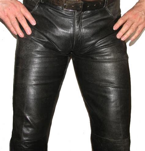 Lange GIPSY Herren LEDERJEANS Lederhose In Antik Schwarz Ca W34