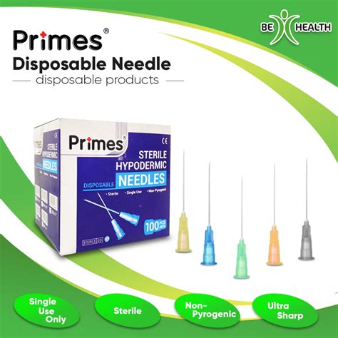 Primes Sterile Hypodermic Disposable Needles Jarum Pakai Hipodermik