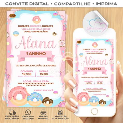 Convite Digital Donuts Elo7 Produtos Especiais