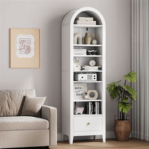 71" Tall Arched Storage Cabinet with Doors & Shelves – Multi-Purpose