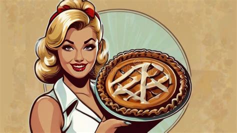 Beautiful Blonde Girl In Pin Up Style With A Pie In Her Hands Stock Photo Image Of Sweet