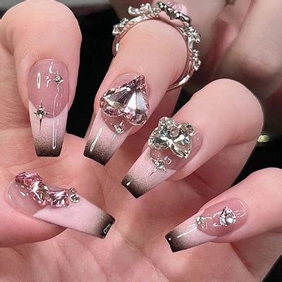 Press On Nails Square Short Smoky Nude Fake Nails Bling Glossy D Rhinestones False Nail Tips