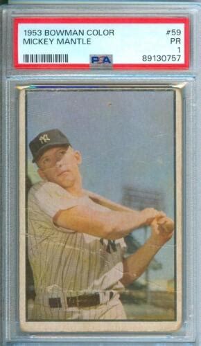 Bowman Color Baseball Card Mickey Mantle New York Yankees Psa