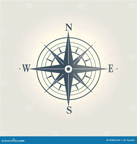 Compass Icon Wind Rose Navigation Symbol Vector Illustration Stock Illustration