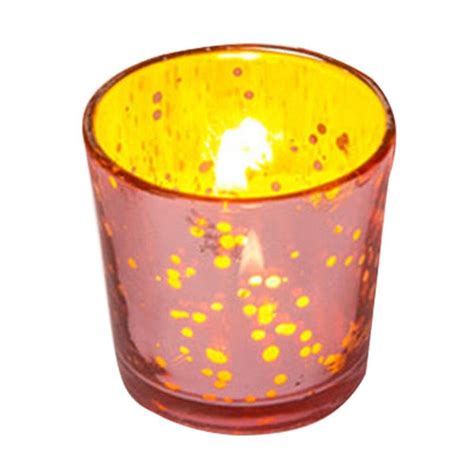 6 Pack 2 5 Inch Rose Gold Mercury Glass Votive Tea Light Candle Holder