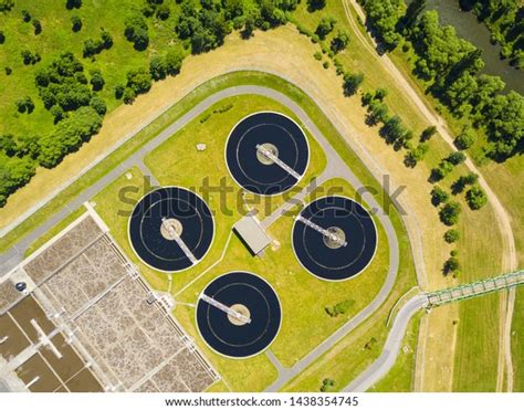 Aerial View Sewage Treatment Plant Industrial Stock Photo 1438354745