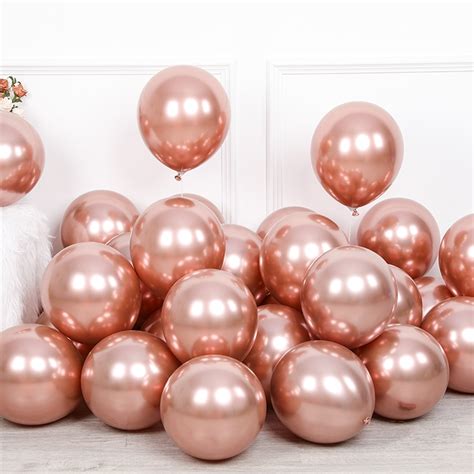 Unidades Bal O Bexiga Polegadas Rose Gold Cromado Metalizado