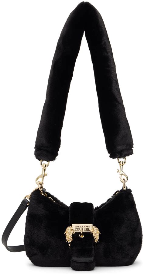 black pin buckle faux fur bag  versace jeans couture  sale
