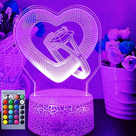 Ystian D Love Heart Led Night Light Lamp Illusion Color Changing