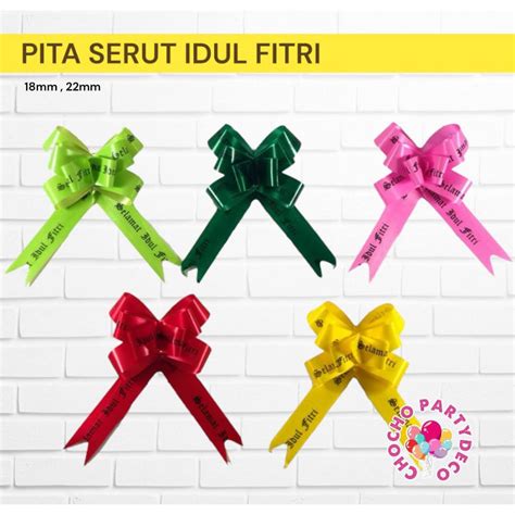 Jual Pita Serut IDUL FITRI 18 Mm 23 Mm Isi 10 Pc Pita Tarik Lebaran