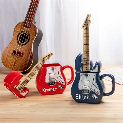 Custom Name Guitar Shaped Handled Ceramic Mug 85oz15oz Mug For