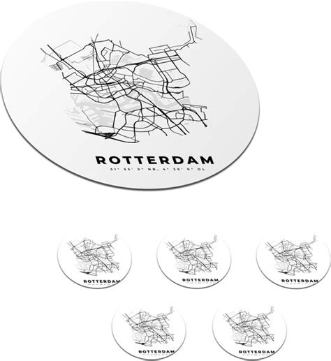 Onderzetters Voor Glazen Rond Kaart Plattegrond Stadskaart