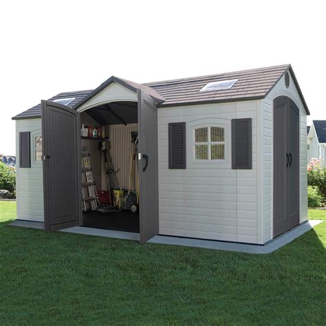 Lifetime Outdoor Storage Dual Entry Shed X Ft Desert Sand