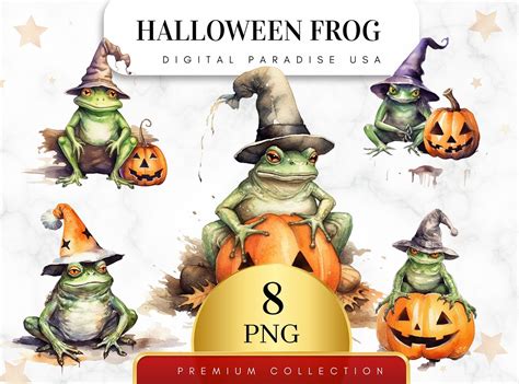 Set Of Halloween Frog Clipart Frog Png Spooky Frog Halloween