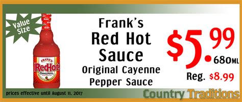 Franks Red Hot Sauce Country Traditions Napanee