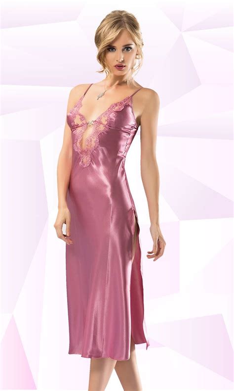 Pin Op Silk And Satin Long Nightgown