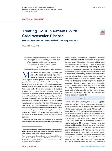 Treating Gout in Patients CVD - EDITORIAL COMMENT Treating Gout in