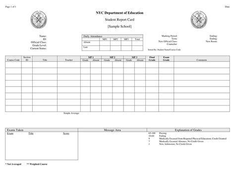 Free Printable Report Card Templates Word Excel Simple And Blank